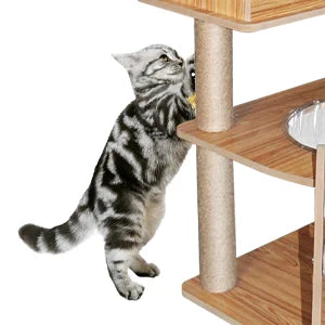 Cat Tree 59.6'' Wooden Cat Tree 6 Multi-Level Jumping Platforms Modern Cat Tree Space Capsules Cat Trees for Indoor Large Cats